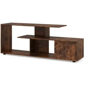 Costway 55" Meuble Tv À 3 Niveaux, 1 Porte Et Étagère Ouverte, Centre ... pas cher