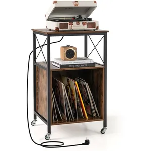 COSTWAY Support de Stockage de Disques Vinyles avec Station de Charge ... pas cher