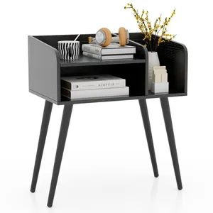 COSTWAY Table de Chevet avec 3 Compartiments ouverts, Table d'Appoint ... pas cher