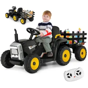 Tracteur Électrique Enfant 12V 7Ah- GOPLUS - avec Télécommande et Remo... pas cher