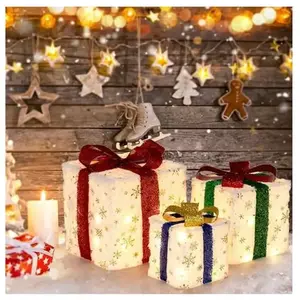 GOPLUS 3 PCs Boîtes-Cadeaux Lumineuses Noël sous Sapin de Noel Lumineu... pas cher