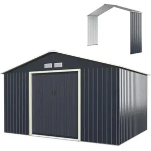 GOPLUS 10,85 Abri de Jardin Métal avec Kit d’Extension, 330 x 255 x 21... pas cher