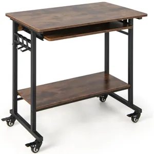 COSTWAY Bureau Informatique Roulant 80x50x78cm, avec Plateau Clavier E... pas cher