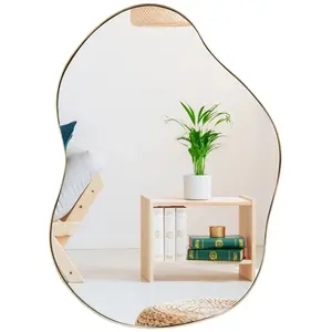 COSTWAY Miroir Décoratif Asymétrique - 78x56CM - Cadre en Métal Doré, ...Vendu parcdiscount