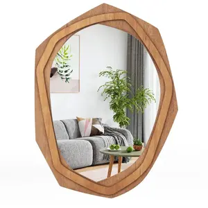 COSTWAY Miroir Décoration - 89,5x66CM - Cadre en Bois Irrégulier, Miro... pas cher