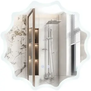 COSTWAY 60 cm Miroir de Salle de Bain à LED, avec 3 Couleurs Luminosit... pas cher