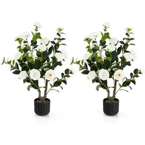 Camélias Artificiels - COSTWAY - Lot de 2 - Blanc - Intérieur - 95 cmVendu parcdiscount