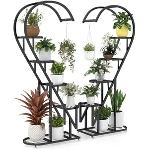 COSTWAY Lot de 2 Supports pour Plantes en Métal-Crochet, Étagère à Fle...