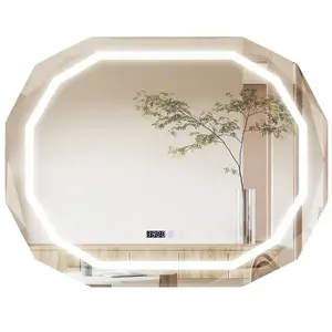 COSTWAY Miroir de Salle de Bain ovale avec LED, Antibuée, 3 Couleurs, ...Vendu parcdiscount