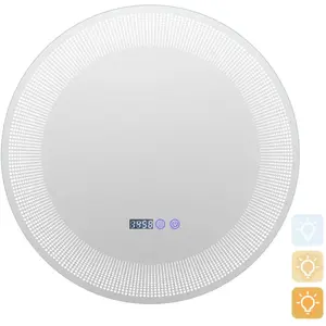 COSTWAY Ø 60 cm Miroir de Salle de Bain avec Motif - LED, Antibuée, 3 ... pas cher