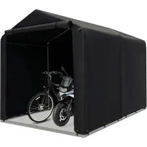 COSTWAY Abri de Rangement Extérieur 160 x 218 x 164 cm-en Acier Galvanisé-Porte Avant Enroulable-Housse en PE-Tente Garage Motos pas cher