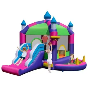 COSTWAY Château Gonflable 5 en 1 avec Toboggan et Toit, 385 x 332,5 x ...Vendu parcdiscount
