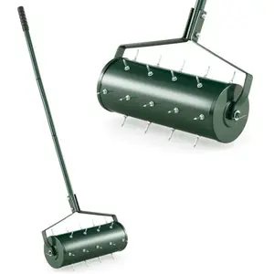 GOPLUS Scarificateur Manuel avec 27 Dents-Scarificateur à Main avec Tambour Lesté-Aérateur Métallique pour Gazo/Pelouse pas cher