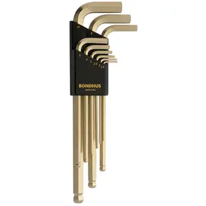 Lot de 9 clés d'angle GoldGuard Pointe sphérique en métrique 1,5-10mm Bondhus 38099 pas cher