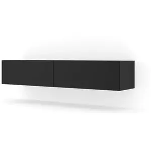 BB LOISIR Meuble TV Mural Noir mat 140x40x30 cm Bingo meuble Hi-fi sideboeard commode à suspendre pas cher