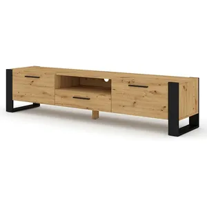 Meuble TV Nuka 200 cm - BB LOISIR - Chêne artisan - Contemporain - Des...Vendu parcdiscount