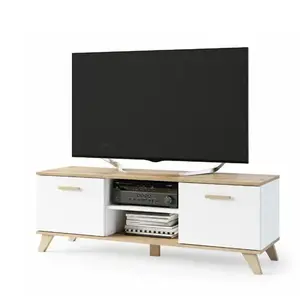 Meuble TV scandinave BERGEN 150 cm - Bois et Blanc pas cher