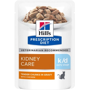 Hills Hill's Prescription Diet Feline K/D Early Stage Kidney Care Aliment Humide Poulet 12 x 85g pas cher