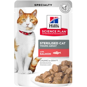 Hills 12x85g Young Adult Sterilised saumon Hill's Science Plan - Pâtée pour chat pas cher
