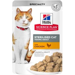 Hills 12x85g Young Adult Sterilised poulet Hill's Science Plan - Pâtée pour chat pas cher
