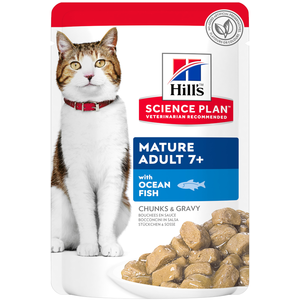 12x85g Mature Adult 7+ poisson de mer Hill's Science Plan - Pâtée pour chat pas cher