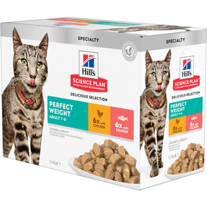 Hill's Science Plan Feline Perfect Weight Adult 1-6 Chicken & Salmon | 12 x 85 g pas cher