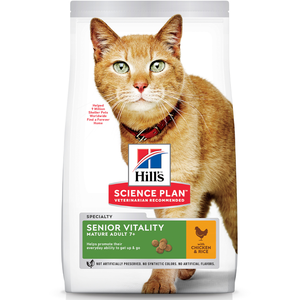 7kg Mature Adult Senior Vitality poulet, riz Hill's Science Plan - Croquettes pour chat pas cher