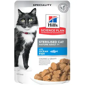 12x85g Mature Adult 7+ poisson de mer Hill's Science Plan - Sachet pour chat pas cher