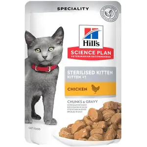 Lot économique : 24x85g Hill's Science Plan Kitten Poulet Nourriture humide pour chats pas cher