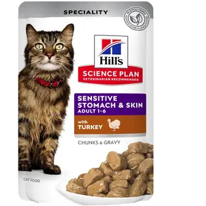 Hill's Science Plan Adult Sensitive Stomach & Skin pour chat - dinde (48 x 85 g) pas cher