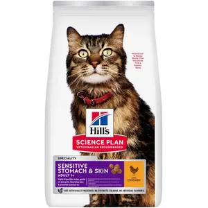 3kg Hill's Science Plan Sensitive Stomach & Skin Adult 1+ Poulet croquettes pour chat pas cher