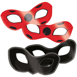 No Name Amscan 9902883 Lot de 8 masques Miraculous en papier Ladybug et Chat NoirVendu parbol