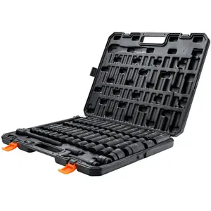Mophorn - Jeu de douilles à chocs 1/2', 65 pièces sae 3/8' à 1-1/4' et métrique 10-24 mm, 6 points en acier allié Cr-V pour réparation automobile, pas cher