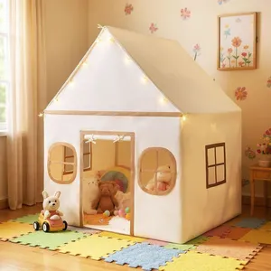 COSTWAY Costway Tente De Jeux Enfant Avec 4 Fenêtres Et Guirlandes Lum...Vendu parcdiscount