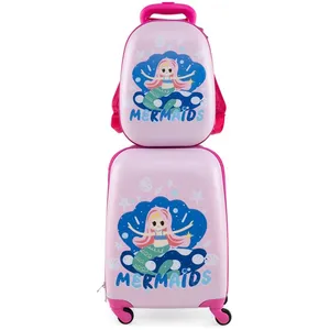 COSTWAY Valise Enfant à Roulettes 16   + Sac à dos 12   Bagage Enfants... pas cher