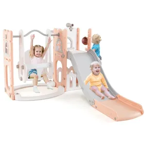 Toboggan 7 en 1 COSTWAY avec Balançoire, Panier de Basket et Télescope...Vendu parcdiscount
