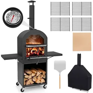 Four à Pizza Extérieur COSTWAY-2 Grilles-Thermomètre-Multi Combustible... pas cher