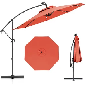 Parasol Déporté 300 x 245cm - COSTWAY - avec 32 LED - Base Croisée - ... pas cher