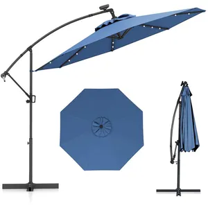 Parasol Déporté  300 x 245cm - COSTWAY - avec 32 LED - Base Croisée - ... pas cher