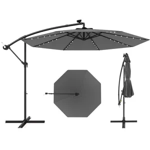 Parasol Déporté 300 x 250 cm-COSTWAY-avec 40 LED - Base Croisée - Régl... pas cher