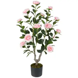 Arbre de Camélia Artificiel de 90 cm - COSTWAY - Plante à Fleurs Artif... pas cher