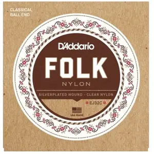D'Addario EJ32C nylon, filet argent/aiguës - nylon transparent - à bou...
