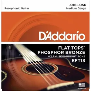 D'addario EFT13 Flat top Medium 16-56 - Jeu de cordes guitare resophon... pas cher