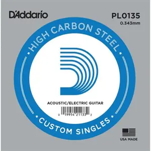 D'Addario PL0135, .0135 - Corde au détail acier pur guitare pas cher