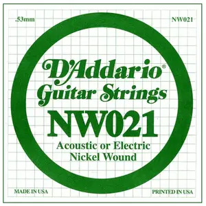 D'Addario Corde Au Détail D'addario Nw021- Guitare Électrique - Filet Rond 021