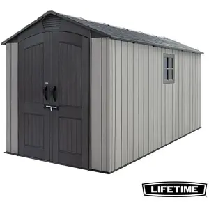 Lifetime Utah - Kunststof tuinschuur met vloer 427x206 cm - Grijs pas cher