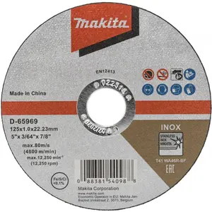 Makita, Lame de scie, Disque à tronçonner 125x1,2mm INOX pas cher