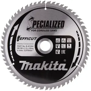 Comparateur de prix : Makita Makita EFFICUT Lame de scie 260x30 mm, 60 dents - B-67284