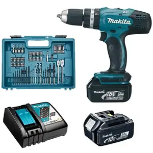 Perceuse à percussion MAKITA DHP453RFX4 - 2 batteries, 74 accessoires ... pas cher
