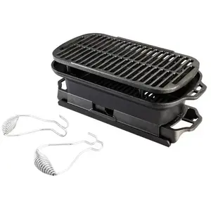 Barbecue en fonte avec grille de cuisson - Lodge - Style Hibachi - Charbon de bois - Fabriqué aux USA
